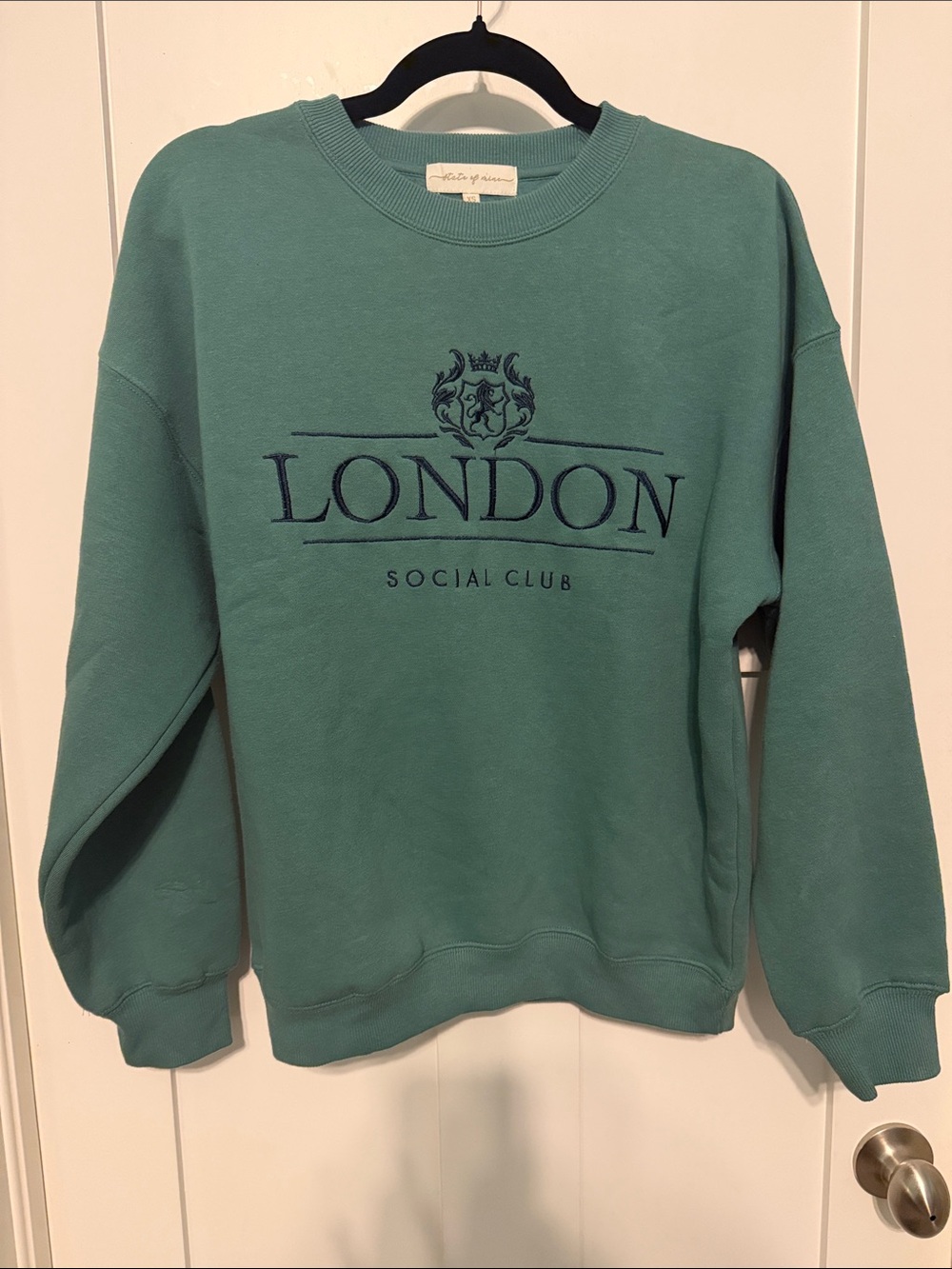 London Social Club Embroidered Crewneck Sweatshirt - Teal Green